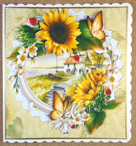 8x8 Beautiful Sunflowers Choice of 2 Cottage Scenes Mini Kit by Linda Short