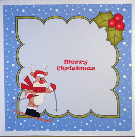 8 x 8 Christmas Skiing Rudolph Insert by Linda Short