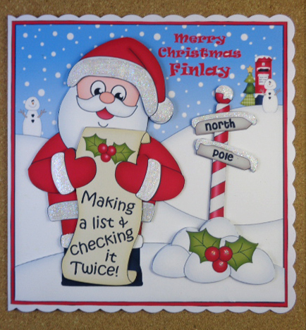8 x 8 Christmas Santa's List Scalloped Corner Topper by Linda Short