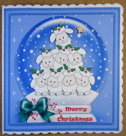 Christmas Sheep  - 8 x 8 Scalloped Corner Topper  by Linda Short