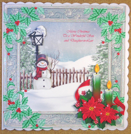 Beautiful Snow Scene with Snowman 8x8 by Linda Short