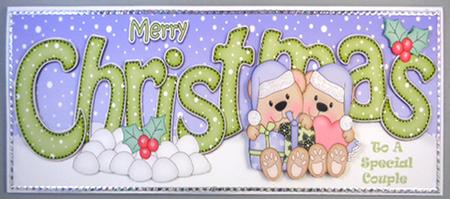 Large Dl Christmas Teddy Love 3D Decoupage by Linda Short