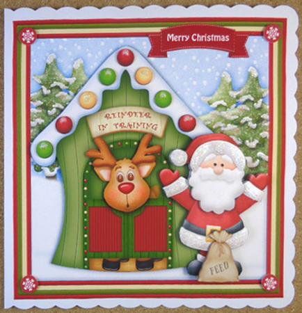 Reindeer in Training 7.5 Christmas Decoupage Mini Kit by Linda Short