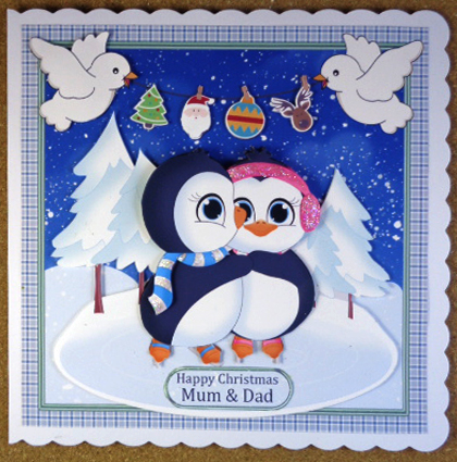 Skating Penguin Couple Mini Card Kit with Box by Linda Short