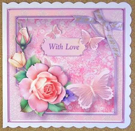 Butterfly Meadow Decoupage Card Front by Linda Short
