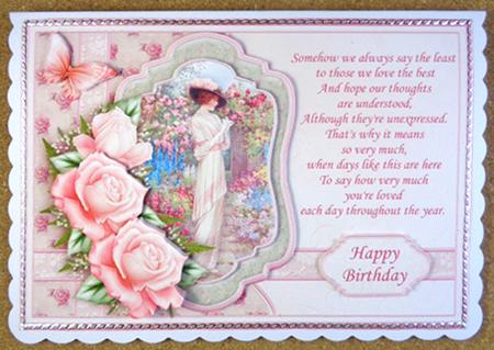 Lady in Cottage Garden & Verse Decoupage Sheet by Linda Short