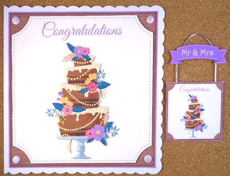 Congratulations Wedding Cake 8x8 Topper & Embellishments by Linda Short