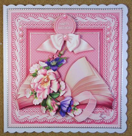 Summer Blooms on a Book 8in x 8in Decoupage Mini Kit by Linda Short
