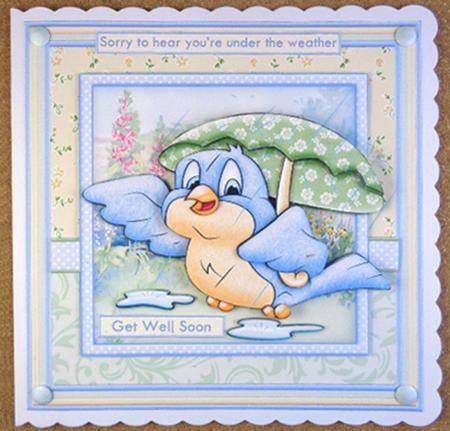 Under the Weather Birdie 8x8 Get Well Decoupage Kit by Linda Short