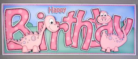 Large Dl Birthday Denise Dinosaur Card & 3D Decoupage by Linda Short