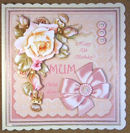 Winter Roses on a Lace Frame 8in x 8in Decoupage Mini Kit by Linda Short