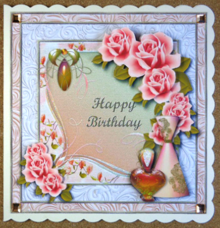 Touch of Elegance Happy Birthday Card Topper 1 by Linda Short