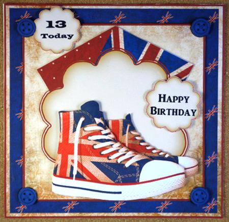 The Union Jack Sneakers Card Front Kit by Linda Short