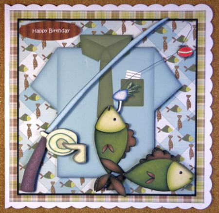 Male Card Gone Fishing Vintage Mini Kit by Linda Short