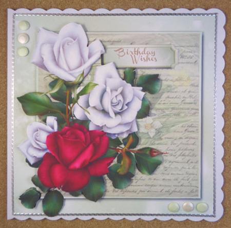 Stunning Roses on a Script Mat  by Linda Short