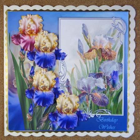 Iris 7x7 Card with Decoupage by Linda Short