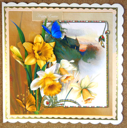 Daffodils at Sunrise7x7 Card with Decoupage by Linda Short