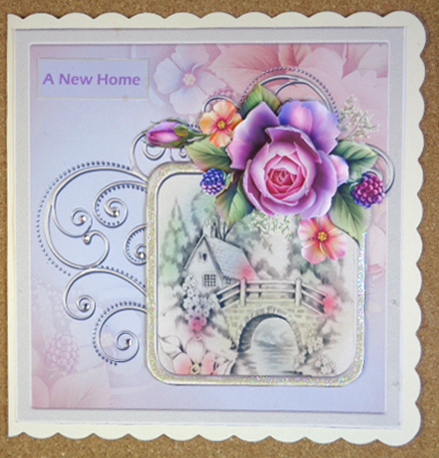 House on the Bridge 7x7 Card with Decoupage by Linda Short