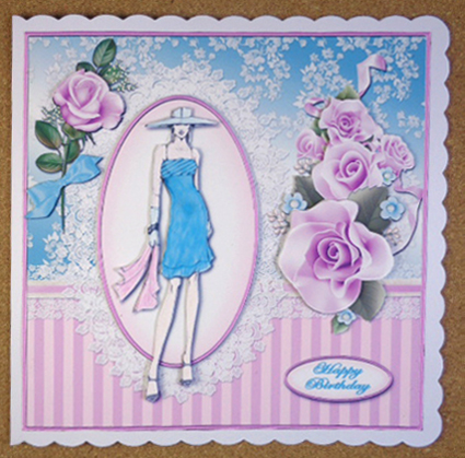 Fashionable Lady with Roses Large Card Front by Linda Short