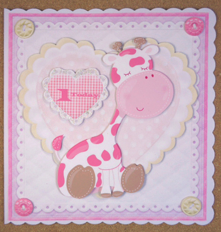 Adorable Pink Giraffe 8x8 by Linda Short