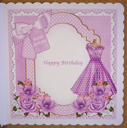 Lilac Dress Stylish Birthday 8in Insert Panel by Linda Short