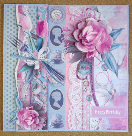 Afternoon Tea with Tea Rose 7x7 Card by Linda Short
