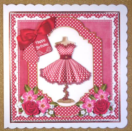 Red Dotty Dress Happy Birthday 8in Decoupage Step by Step by Linda Short