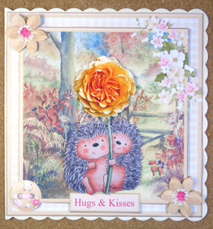 Hedgehog Blossom Card Topper & Decoupage by Linda Short