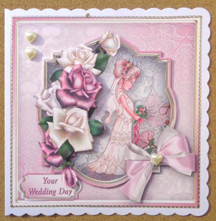 Pretty Bride Decoupage Card Front by Linda Short