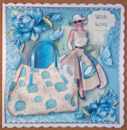 Handbags & Gladrags Race Day Chic - Blue 8x8 by Linda Short