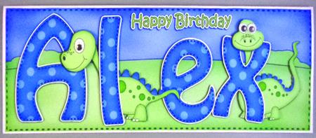 Large Dl Birthday Alex Dinosaurs & 3D Decoupage by Linda Short