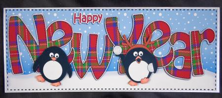 Large Dl New Year Penguins 3D Decoupage by Linda Short