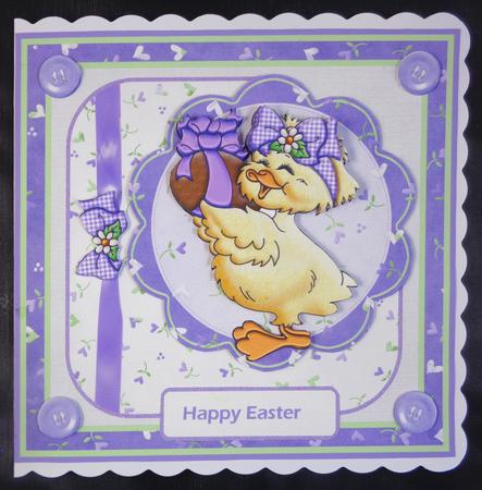 Easter Chick 7x7 Card with Decoupage by Linda Short