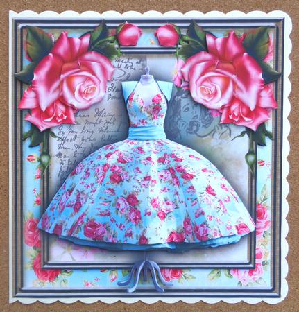 The Beautiful Vintage Floral Dress Card Front Kit by Linda Short