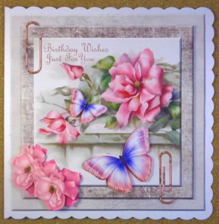 Pink Roses and Butterflies by Linda Short