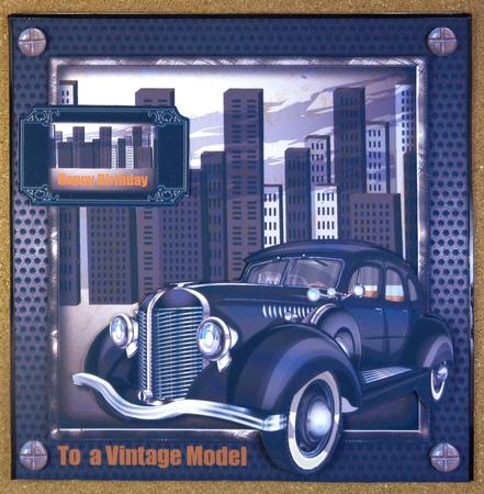 Male Card Topper Vintage Car by Linda Short