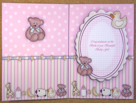Pink New Baby Pram and Toys Blank Insert by Linda Short