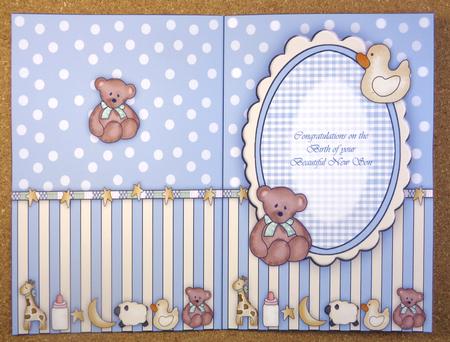 Blue New Baby Pram and Toys Blank Insert by Linda Short