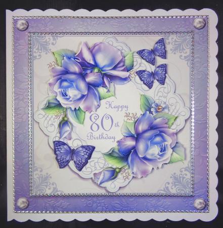 Beautiful Blue Roses & Butterflies 8x8 Mini Kit by Linda Short