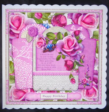 Cute Tags and Roses Card Topper 856 by Linda Short