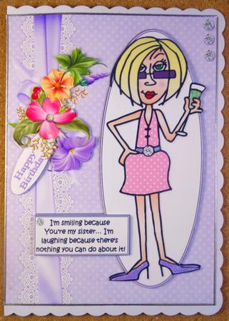 J.j Smiling for Her Sister Quick Card by Linda Short