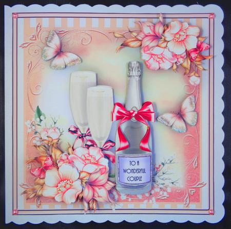 Wedding/anniversary Champagne Card Front Kit by Linda Short