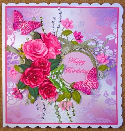 Birthday Roses with Frame and Decoupage by Linda Short