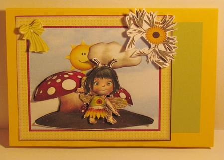 Sunflower Fairy Card Front Decoupage by Linda Walker