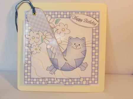 Cute Cat Quick Card with Wavy Corner Side Stacker by Linda Walker