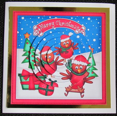 Xmas Robins Circle Pyramage Topper by Linda Walker