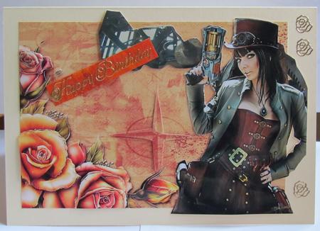Vintage Roses Steampunka4 Background by Linda Walker