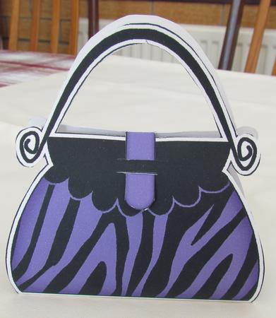 Zebra Striped Handbag Shaped Treat or Favour Box Sheet 1 by Linda Walker