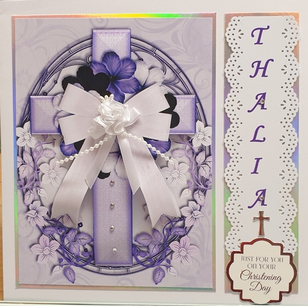 Oval Cross in Lilac Decoupage by Linda Willcocks