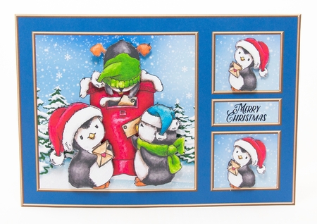 Cute Penguins Mailing Letters To Santa (Blue) by Lisa Bird